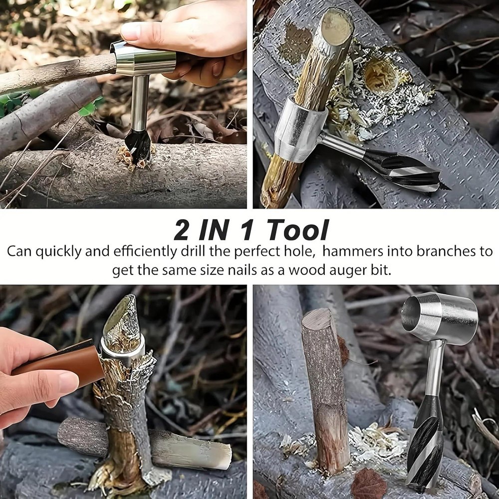 Hand Drill Auger Wrench Survival Gear Tool Jungle Outdoor Camping Bushcraft Kits