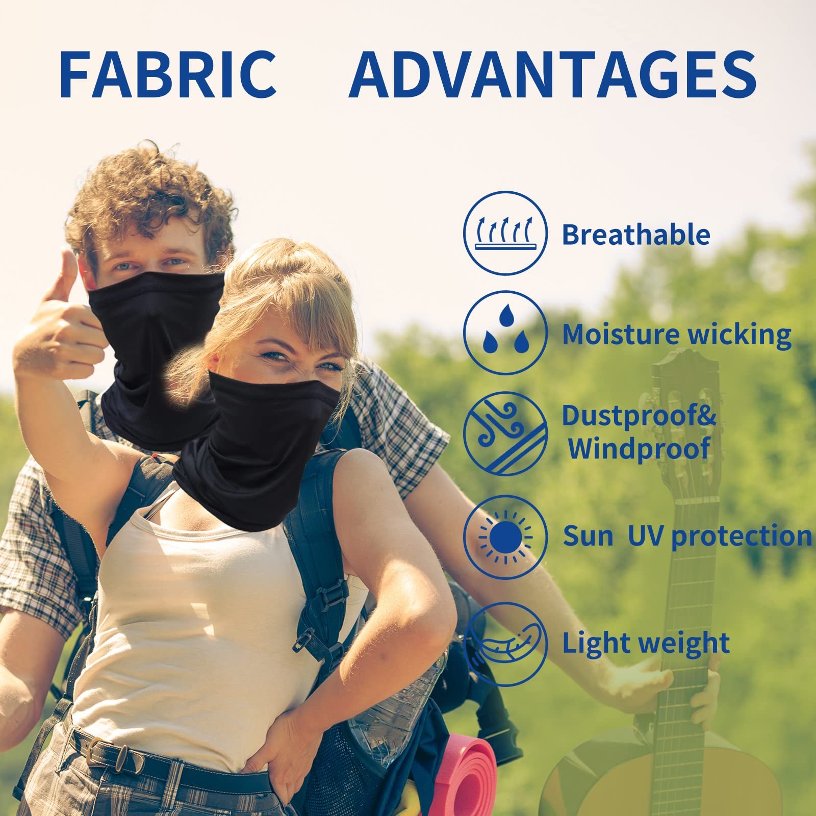 SHEVERCH 6 Pack Blue Neck Gaiter Face Mask Sun One Size, 6pack-blue