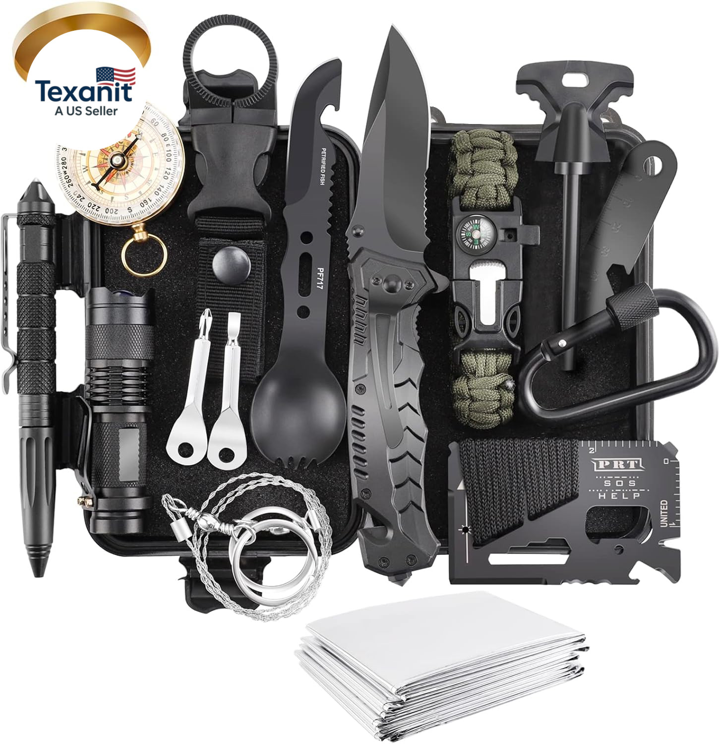 Survival Kit 17 in 1, Survival Gear and Supplies for Adult Teen Men, Survival Ca