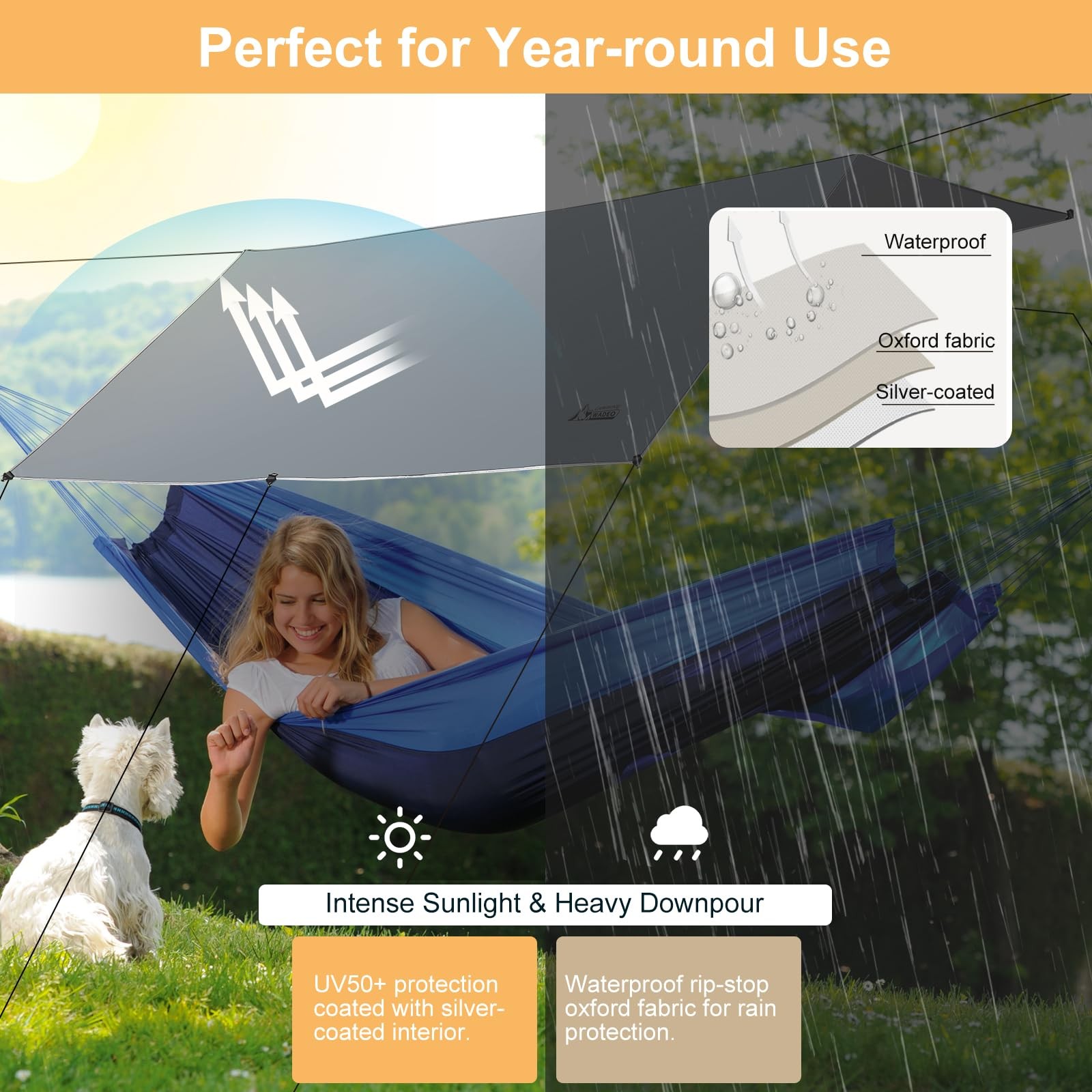 Camping Tarp with Poles, 16×12 Ft Canopy, Extra Large, Gray