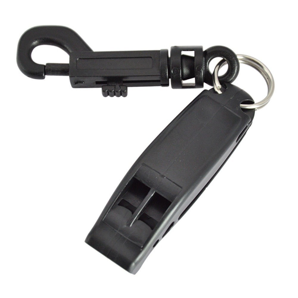Survival whistle for hiking and camping with secure nylon lanyard hole