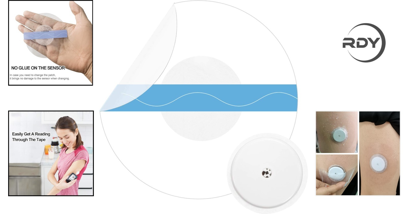 Easy Apply 40-Pack Libre Sensor Covers – No Glue in Center & Breatheable Design
