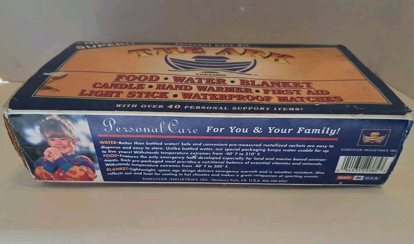 Emergency Preparedness The Ark Food Water Blanket Survival Kit Opened Box