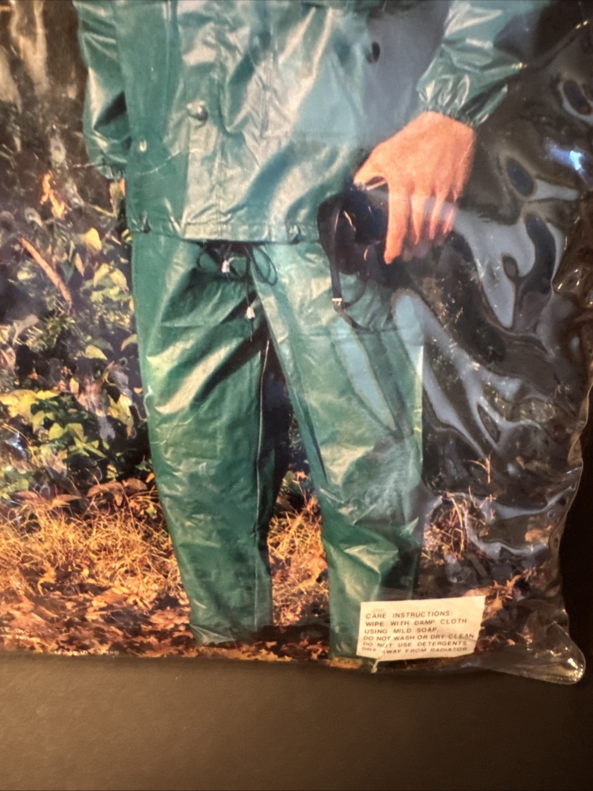 Vintage Weather Rite PVC Coated Nylon Rainsuit 2 Pc Set Deadstock Size L Green