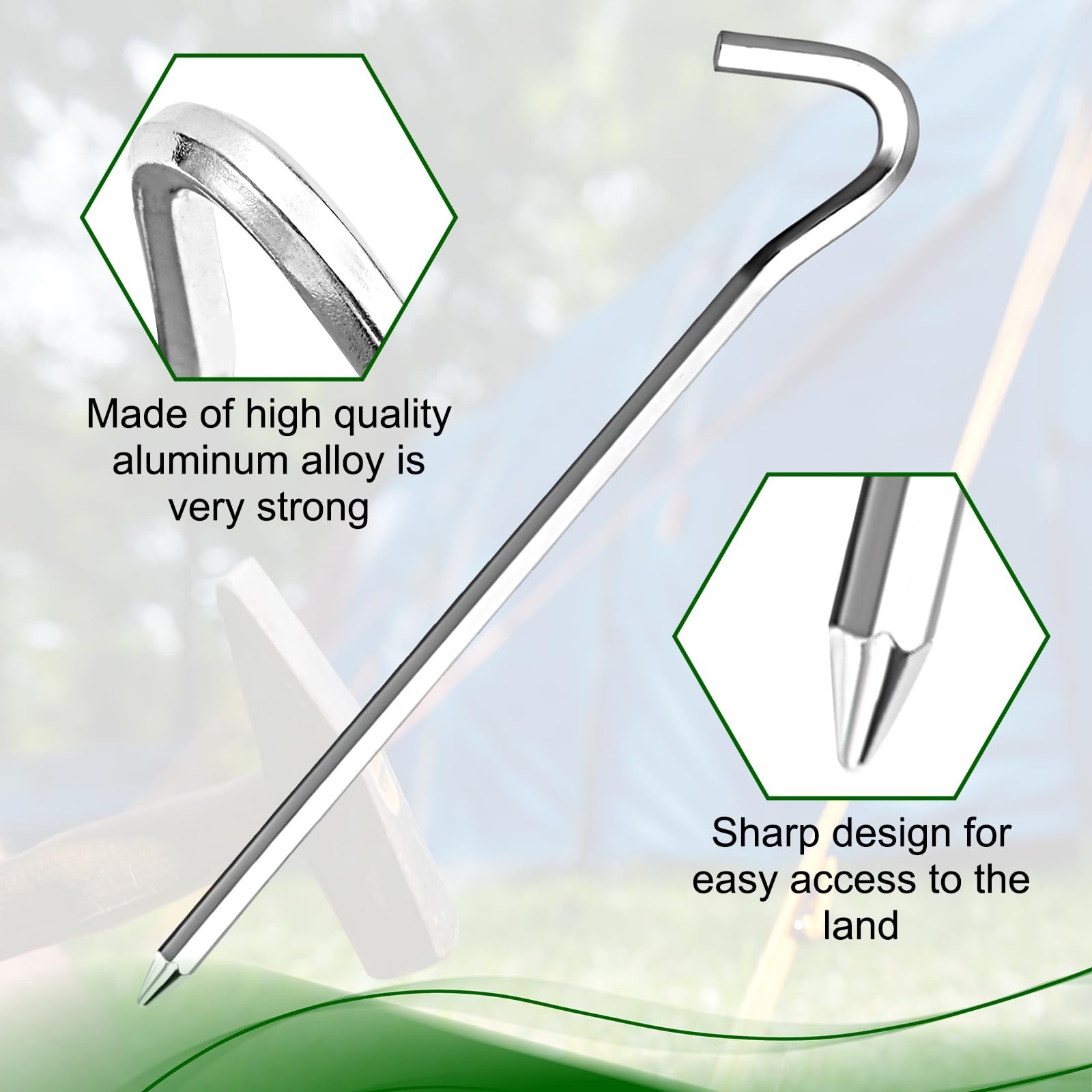 RITDVNI 20Pcs 7″ Tent Pegs Ground Stakes, Metal Camping Peg Silver