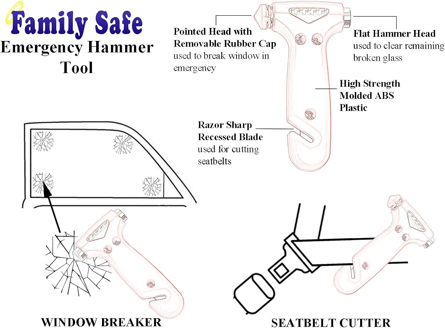 Life-Saving 6 Pack Multitools – Seatbelt Cutter & Window Breaker for Every Car