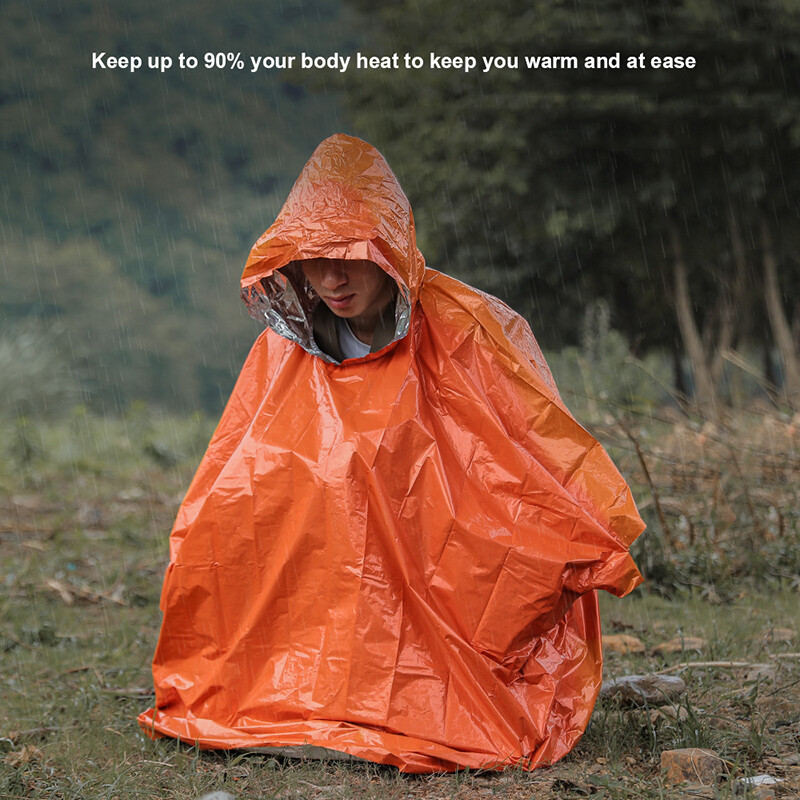 1pc Emergency Rain Poncho Survival Gear Equipment Waterproof Camping Outdoor