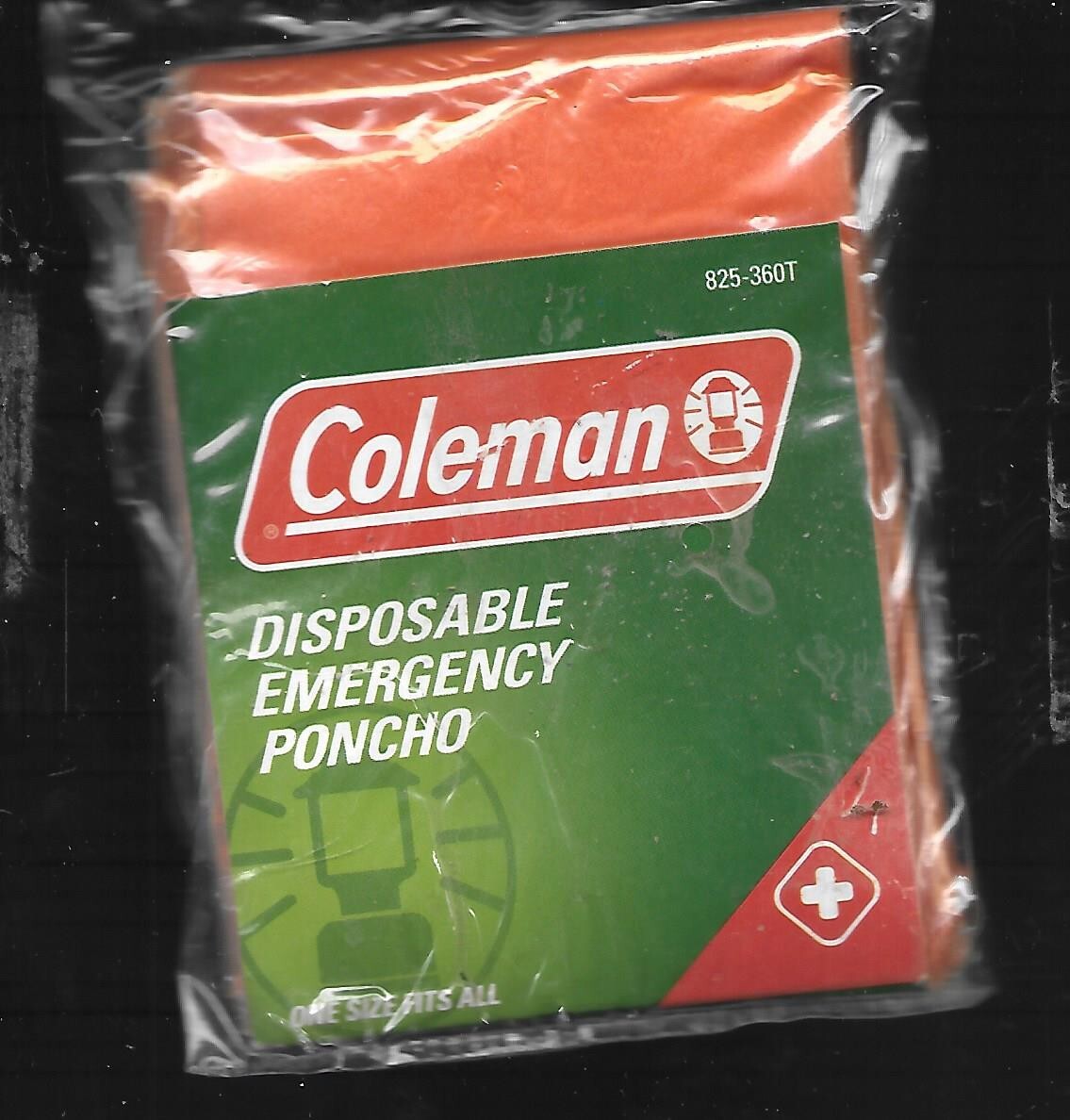 Coleman Disposable Emergency Rain Poncho Orange One Size Fits All – NOS