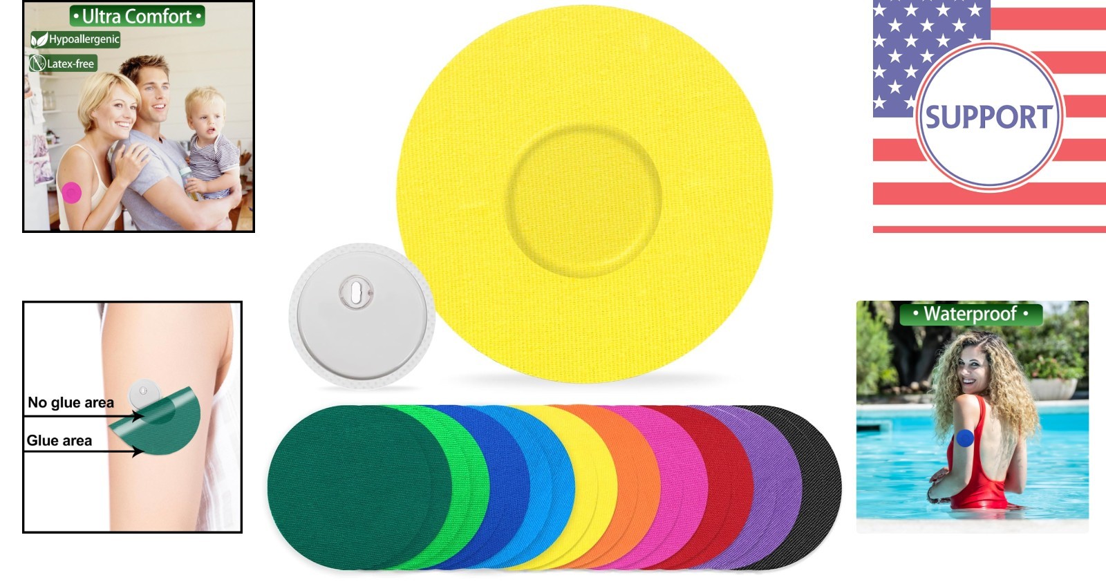 Vibrant 20-Count Hypoallergenic Adhesive Patches for Libre 3 – 14-Day Protection