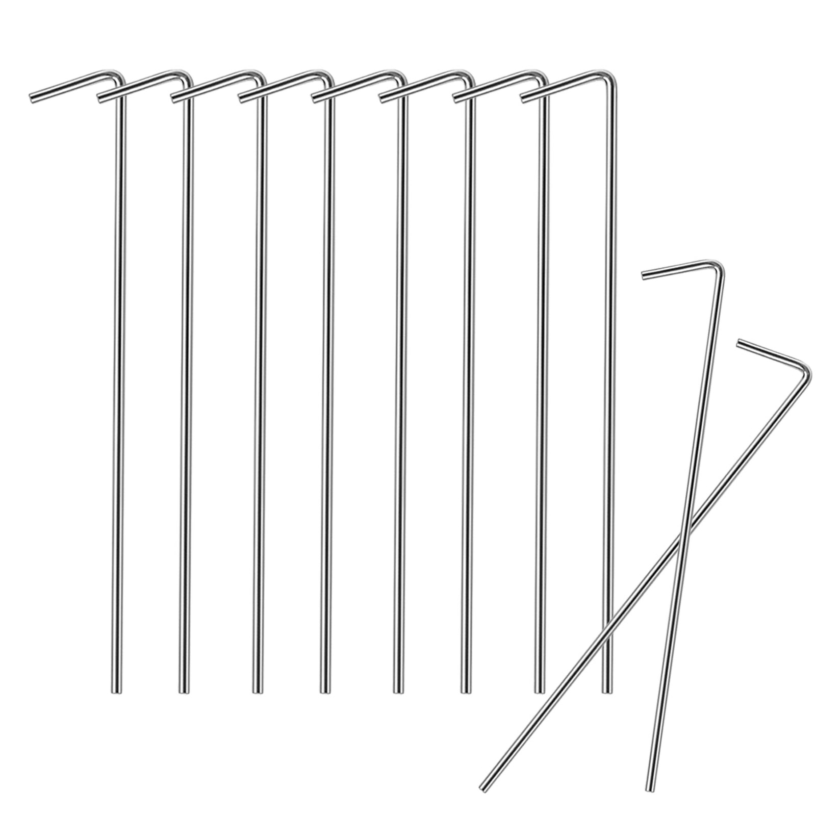 10 Pack 6.5 Inch Heavy Duty Metal Tent Stakes Silver Camping Ground Pegs