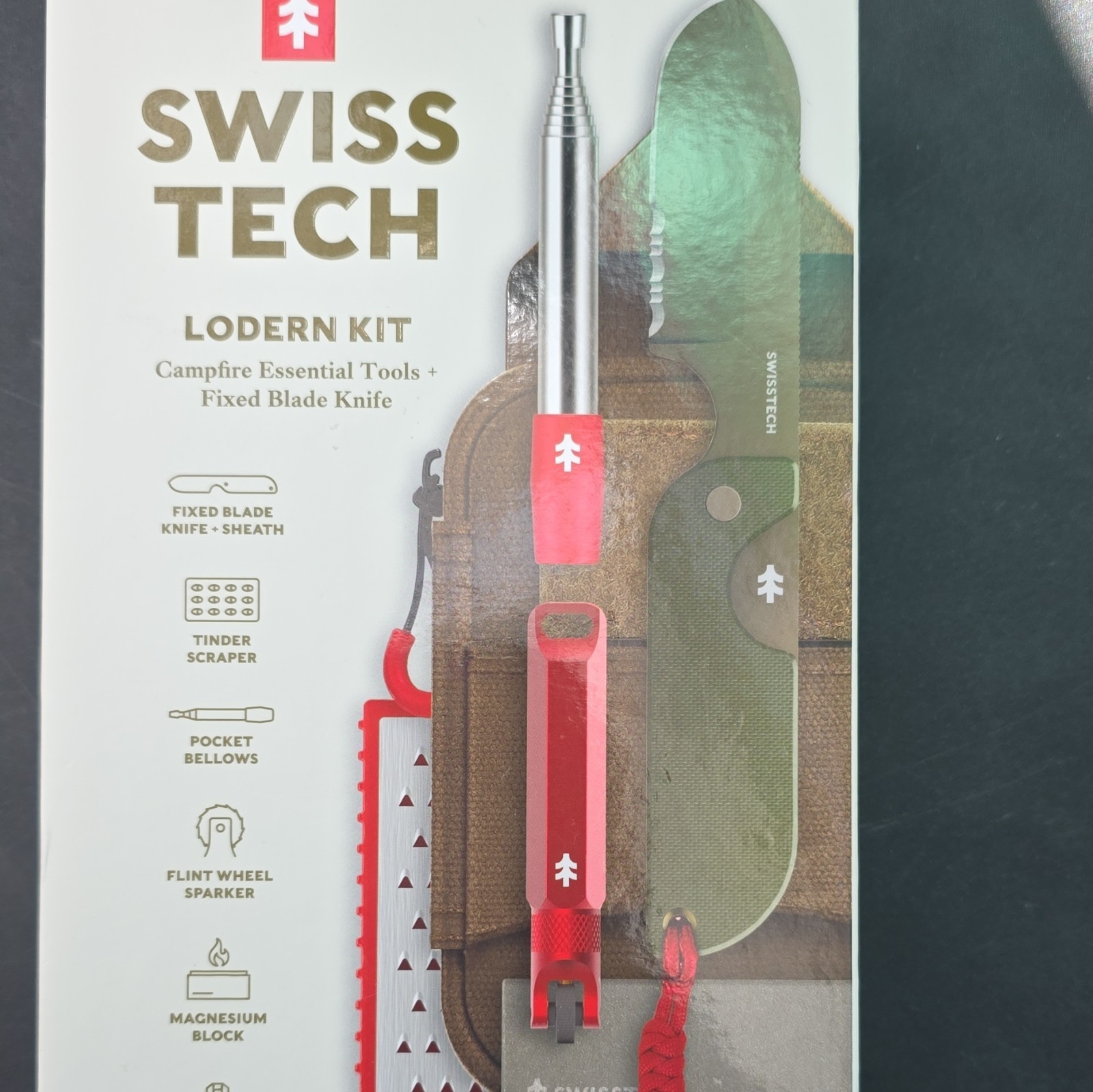 Swiss Tech Lodern Survival Kit Fixed Blade Knife & Magnesium Fire Starter Set