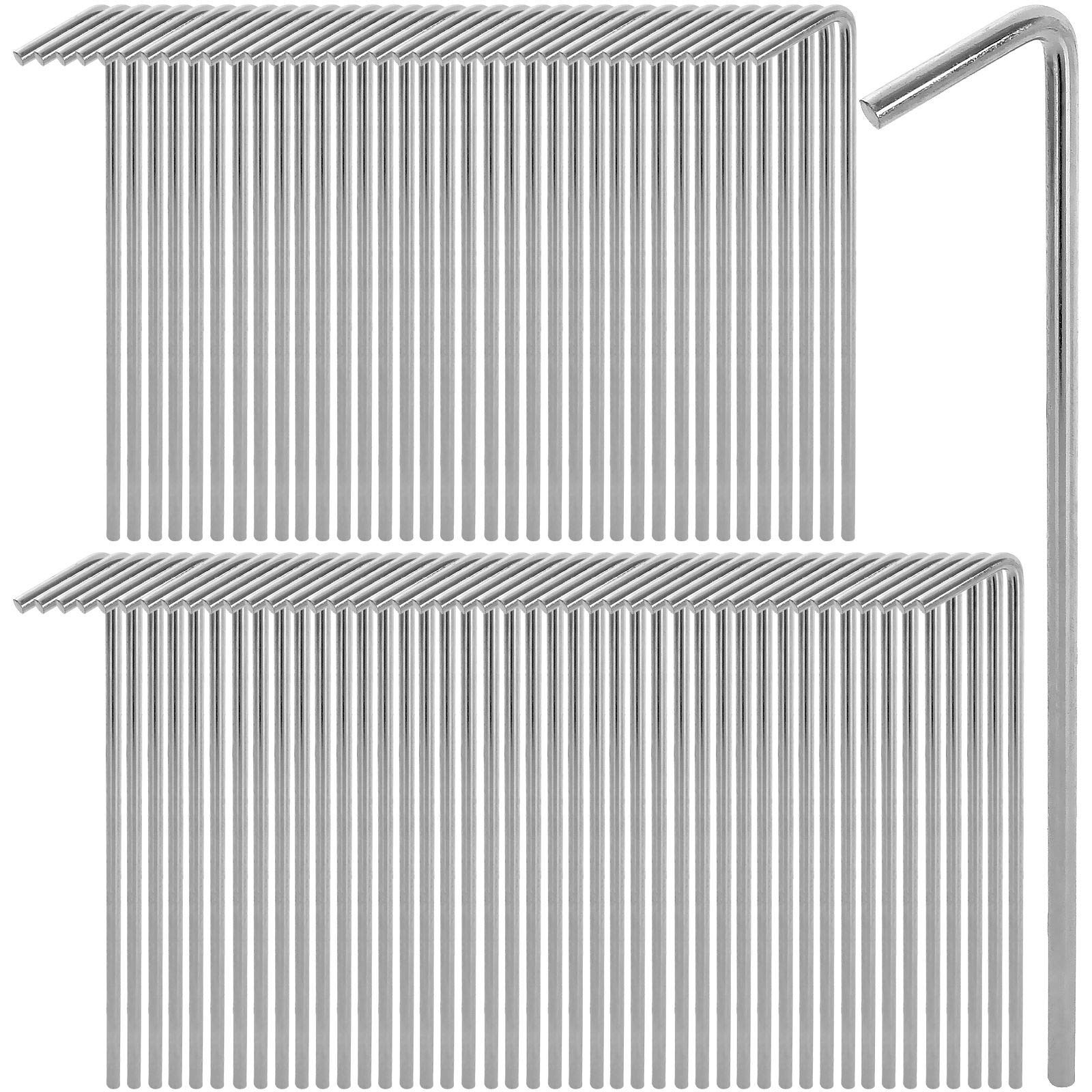 100 Pack Tent Stakes 6-3/4”Galvanized Steel Metal Pegs, Silver