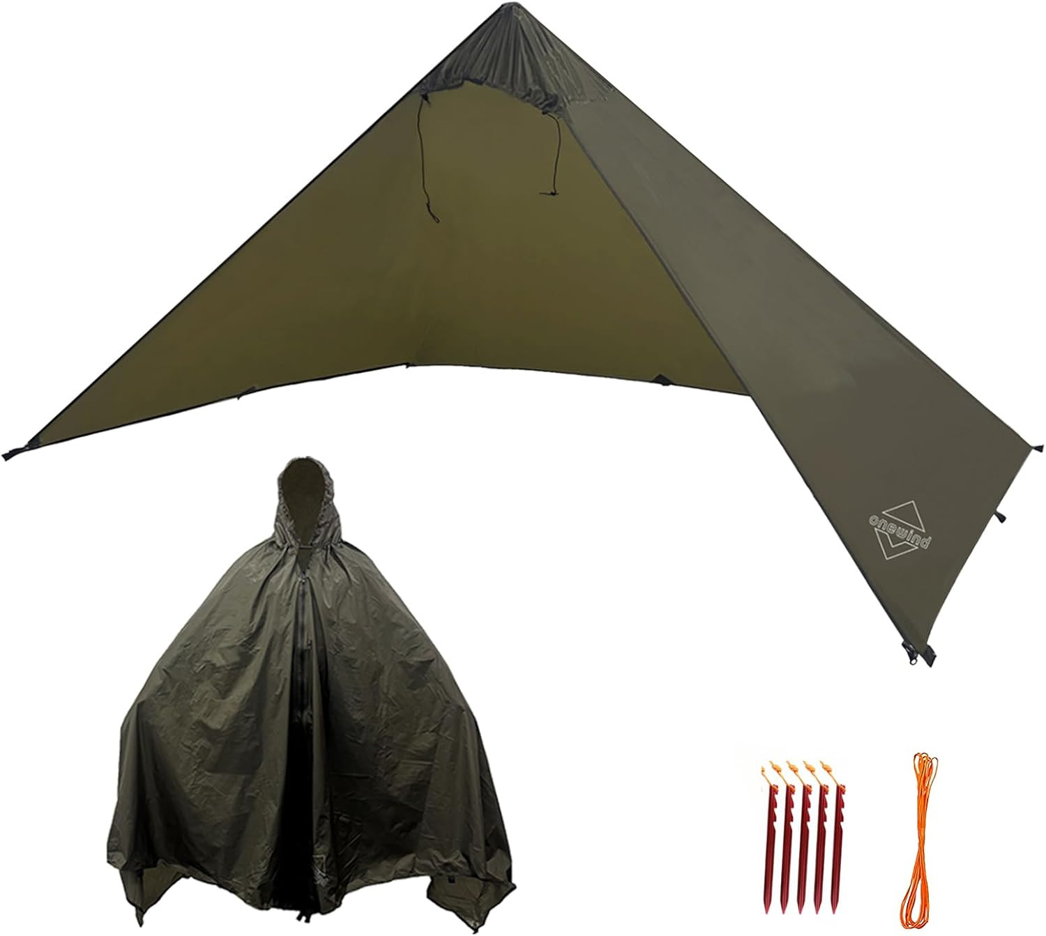 Lightweight Poncho Shelter, Solitary Shelter Cape Silnylon Emergency Survival Sh