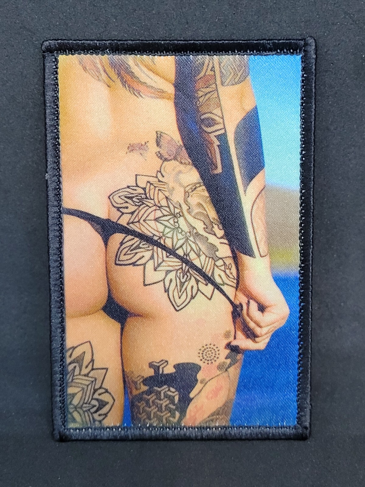 Tattooed Booty 2×4 EDC patch hook backed. Queen of Hanks patch every day carry