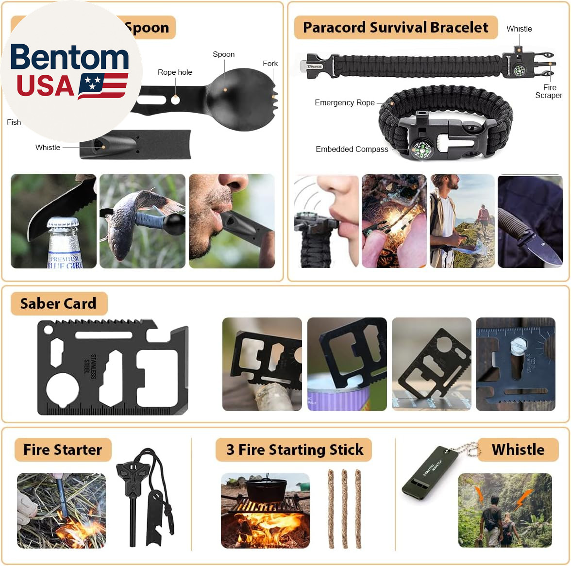 Survival Kit, 250Pcs Survival Gear First Aid Kit with Molle System Compatible Ba