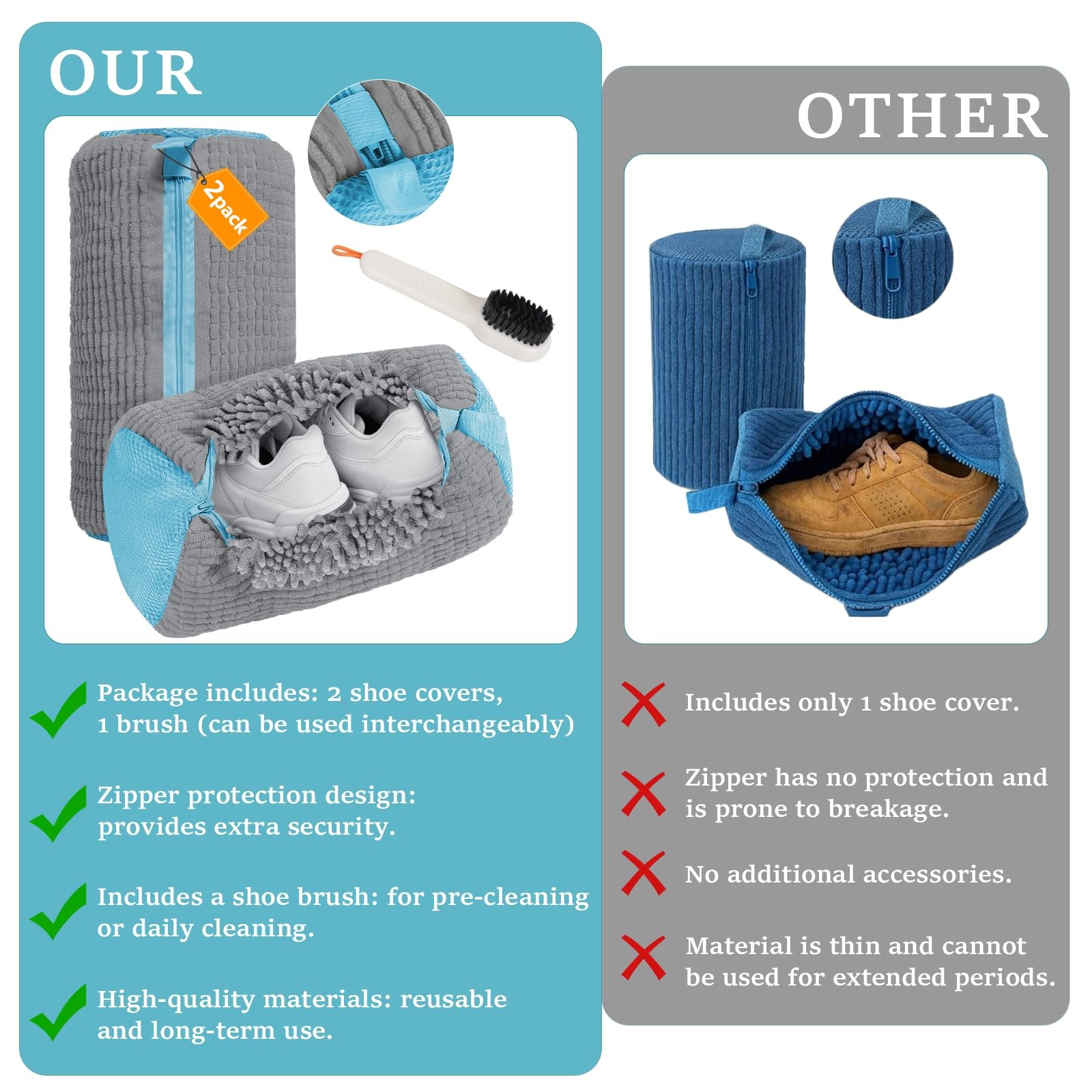 XXL Shoe Washing Machine Bag – 2 Pcs Laundry for Washer and Grey