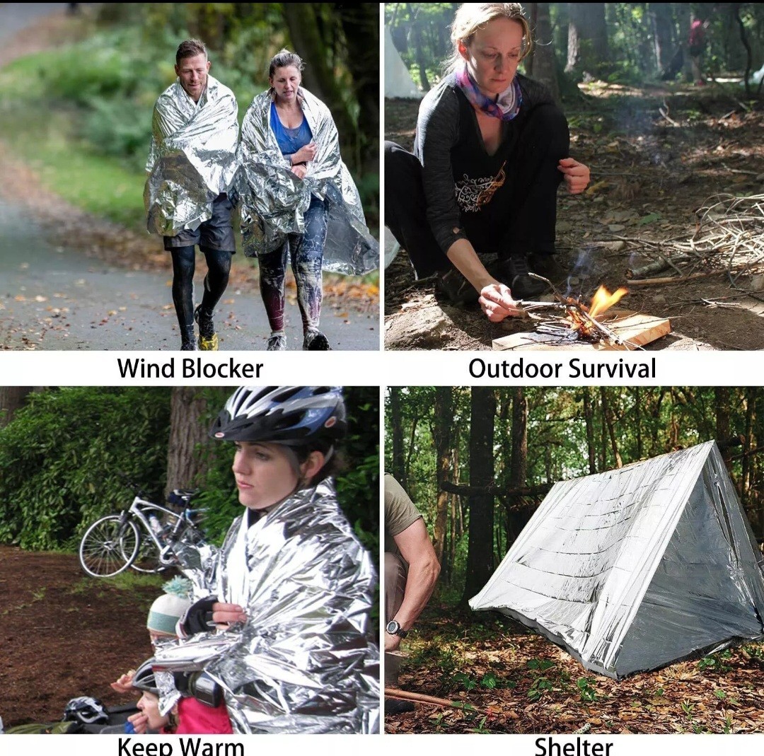 2 PCS Emergency BLANKETS Thermal Survival Safety Insulating Mylar Heat 84″ X52″