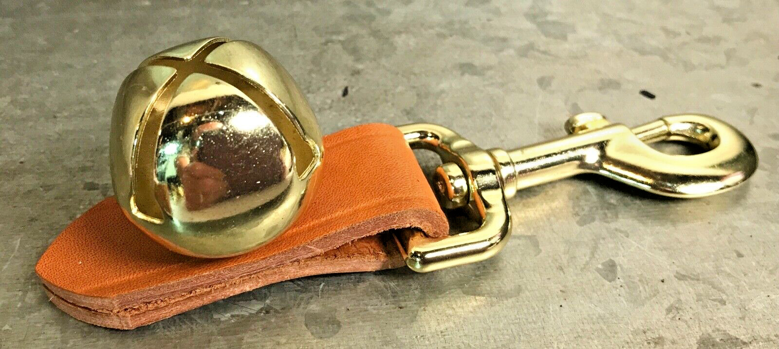 BEAR BELL HD Brown Leather Fob 5 3/4″ REPELS Predators Hike Fish Safety Man Dog