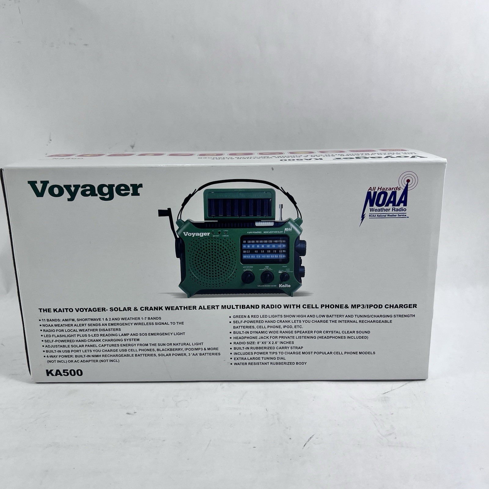 Green Kaito KA500 Voyager Solar Crank Battery Survival Radio AM FM Shortwave New