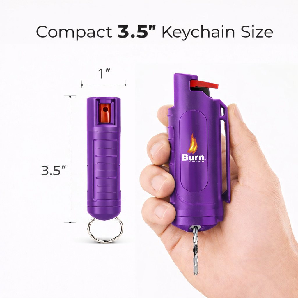 2 Pack Pepper Spray Keychain 1/2oz Police Strength Self Defense Burn OC Purple