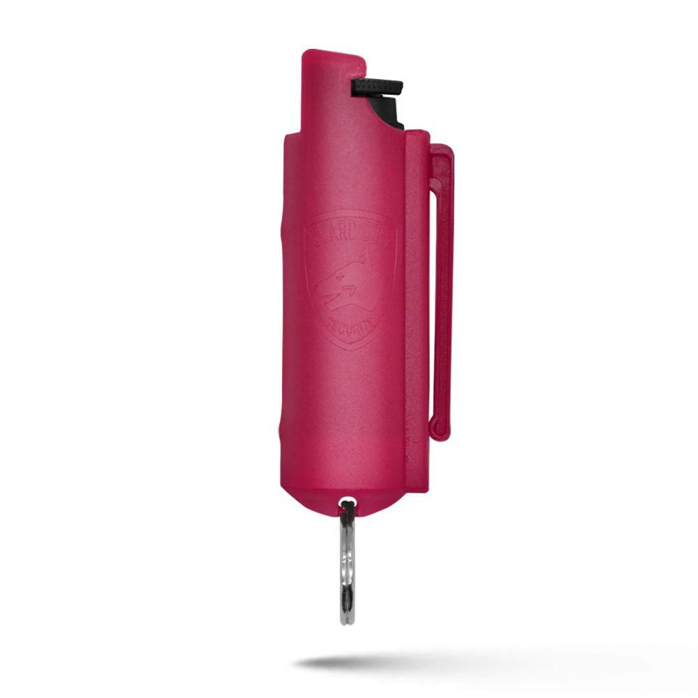 Hard Case Self Defense Pepper Spray Keychain w/ Belt Clip with UV Dye, Pink