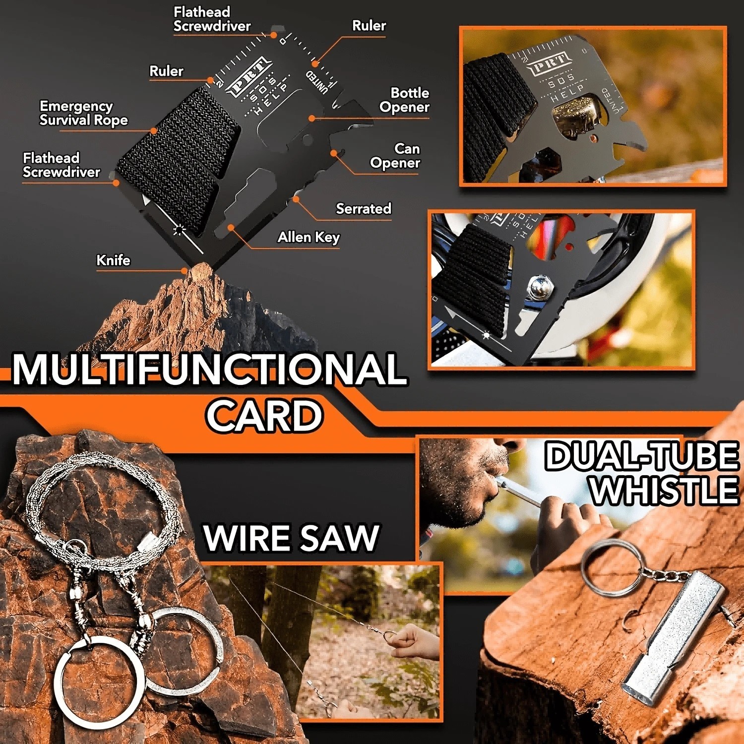 19 In 1 Emergency Survival Kit Tactical Gear Knife Compass Mens Camping Gift
