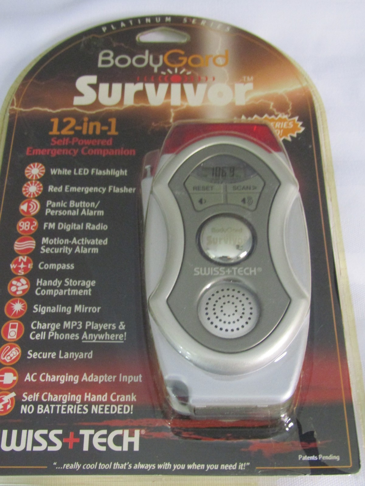 BodyGard Series Survivor 12-in-1 Self-Powered Emergency Radio Swiss+Tech