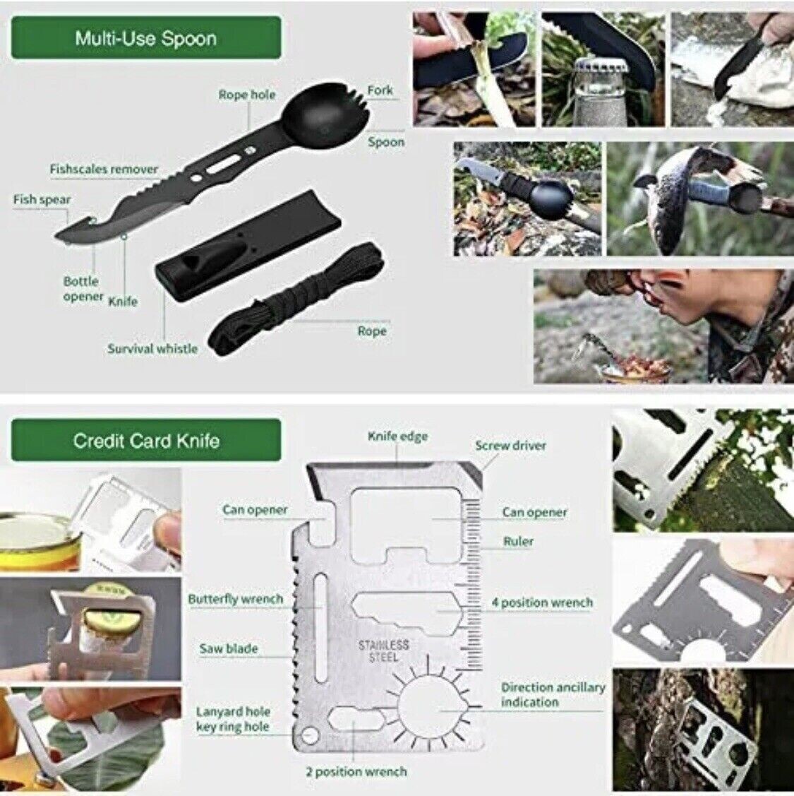 Coogeo Survival Kits 15 In 1 – Great Gifts for Men Dad Husband Camouflage, New