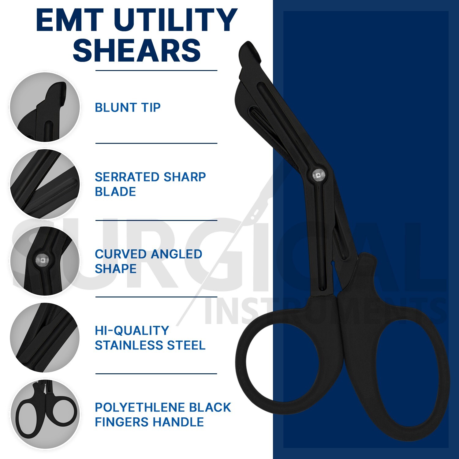 Tactical Black – Set of 2 EMT First Responder 7.25″ Shear + Penlight German Gr