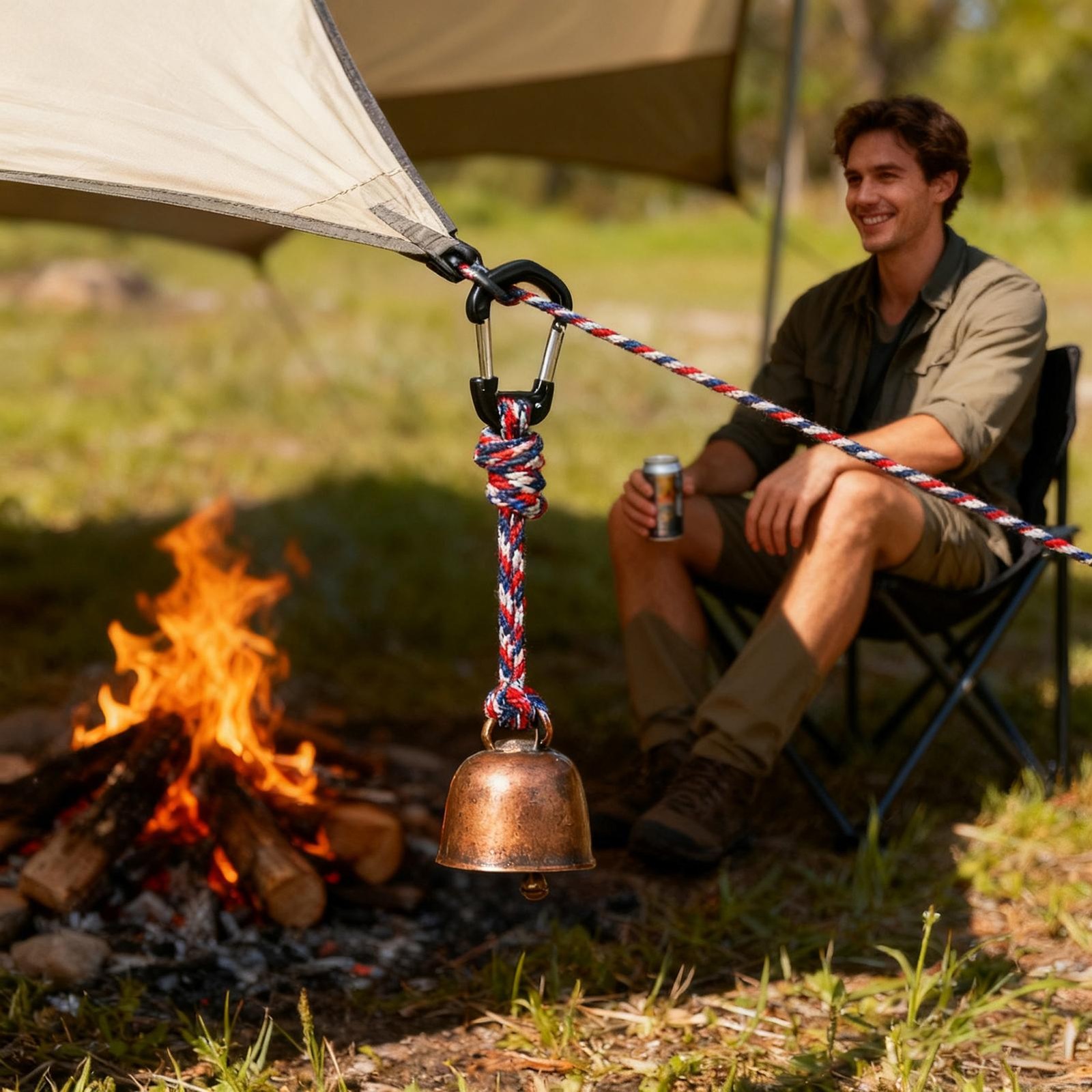 Bear Bells For Hiking Safety Ring Keychain Iron Camping Bell For Backpacking