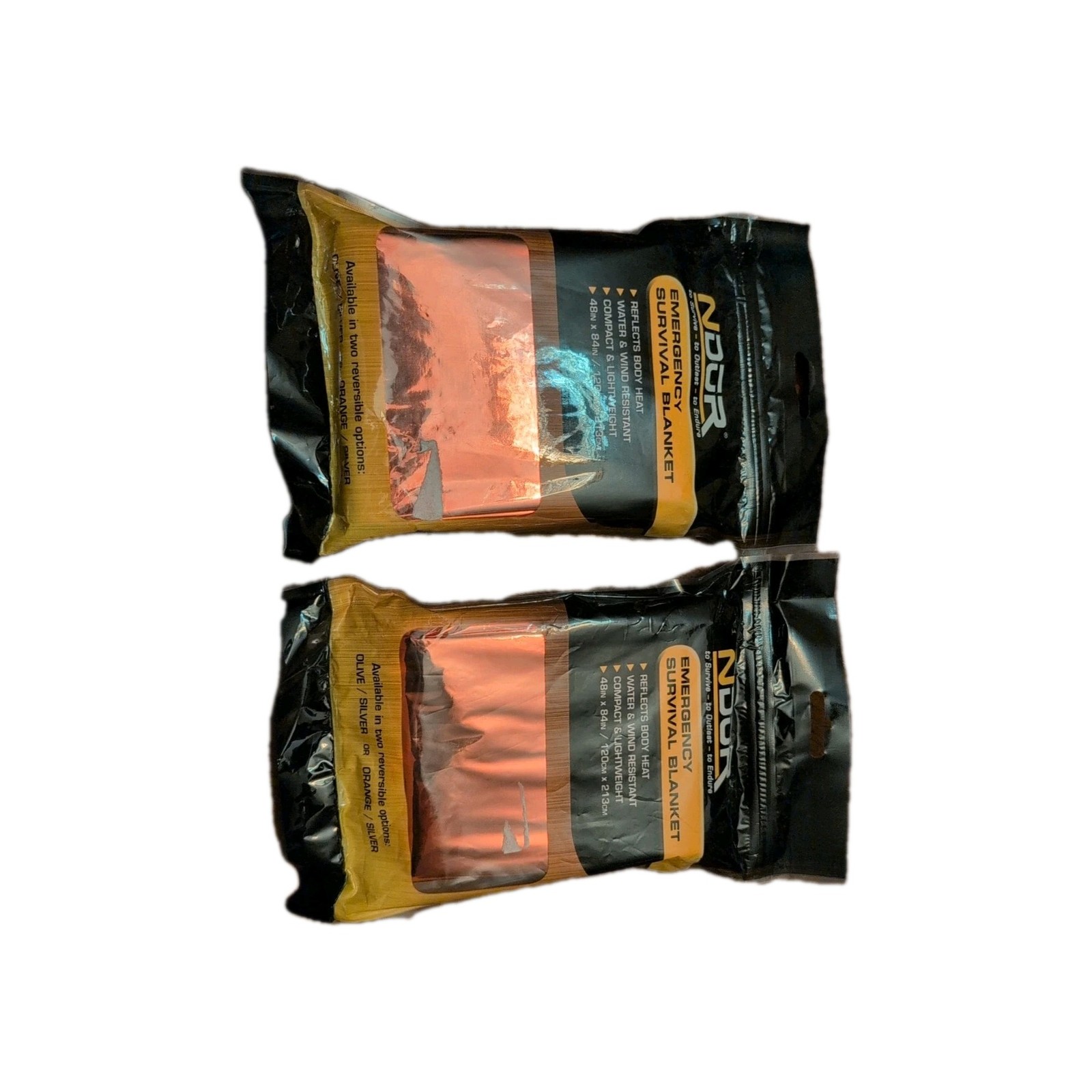 NDuR Emergency Survival Blanket Reversible Orange/Silver 48″ x 84″ 61425 QTY 2