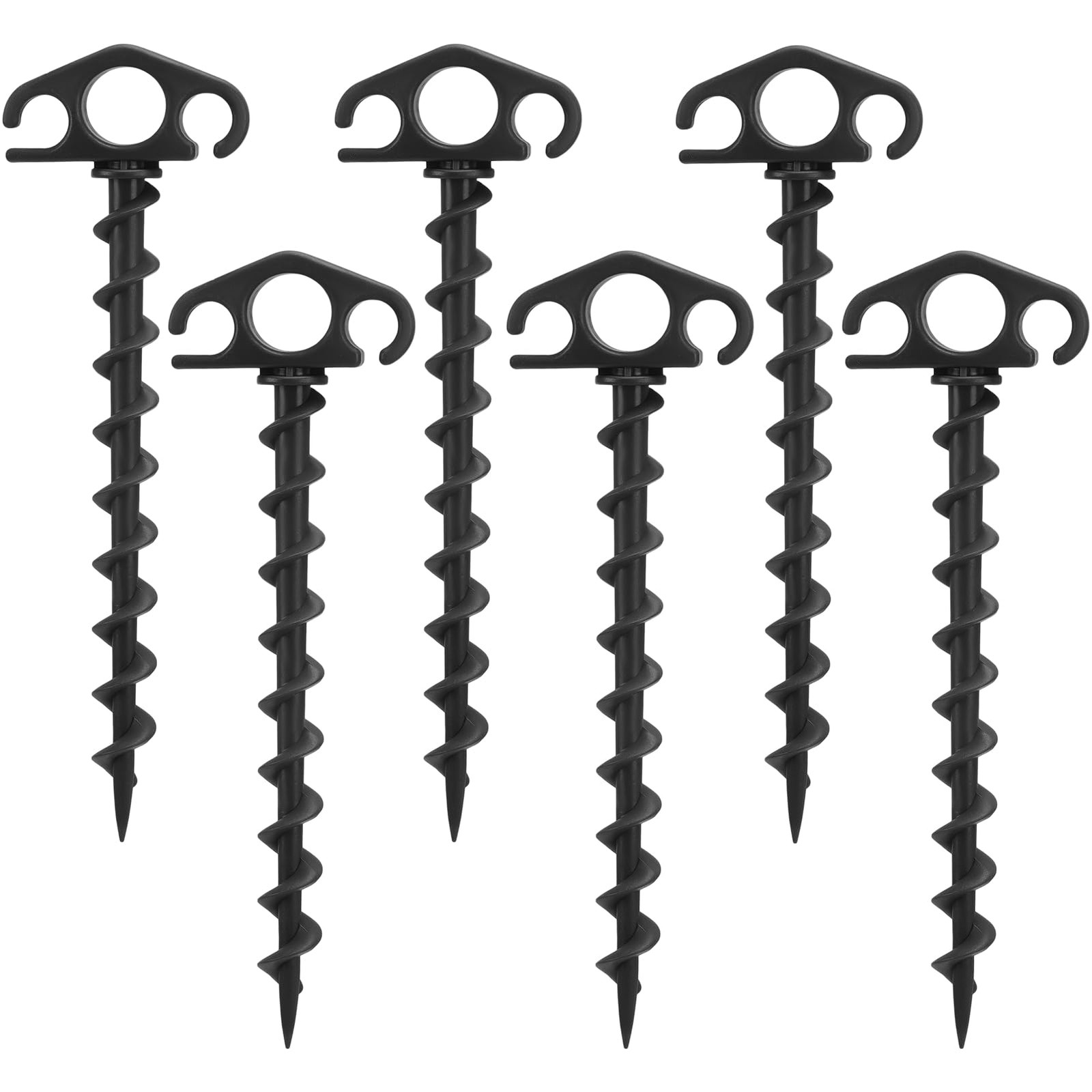 COBARYEN Tent Stakes Ground Anchors Screw in, 6 Pack Sand for Black