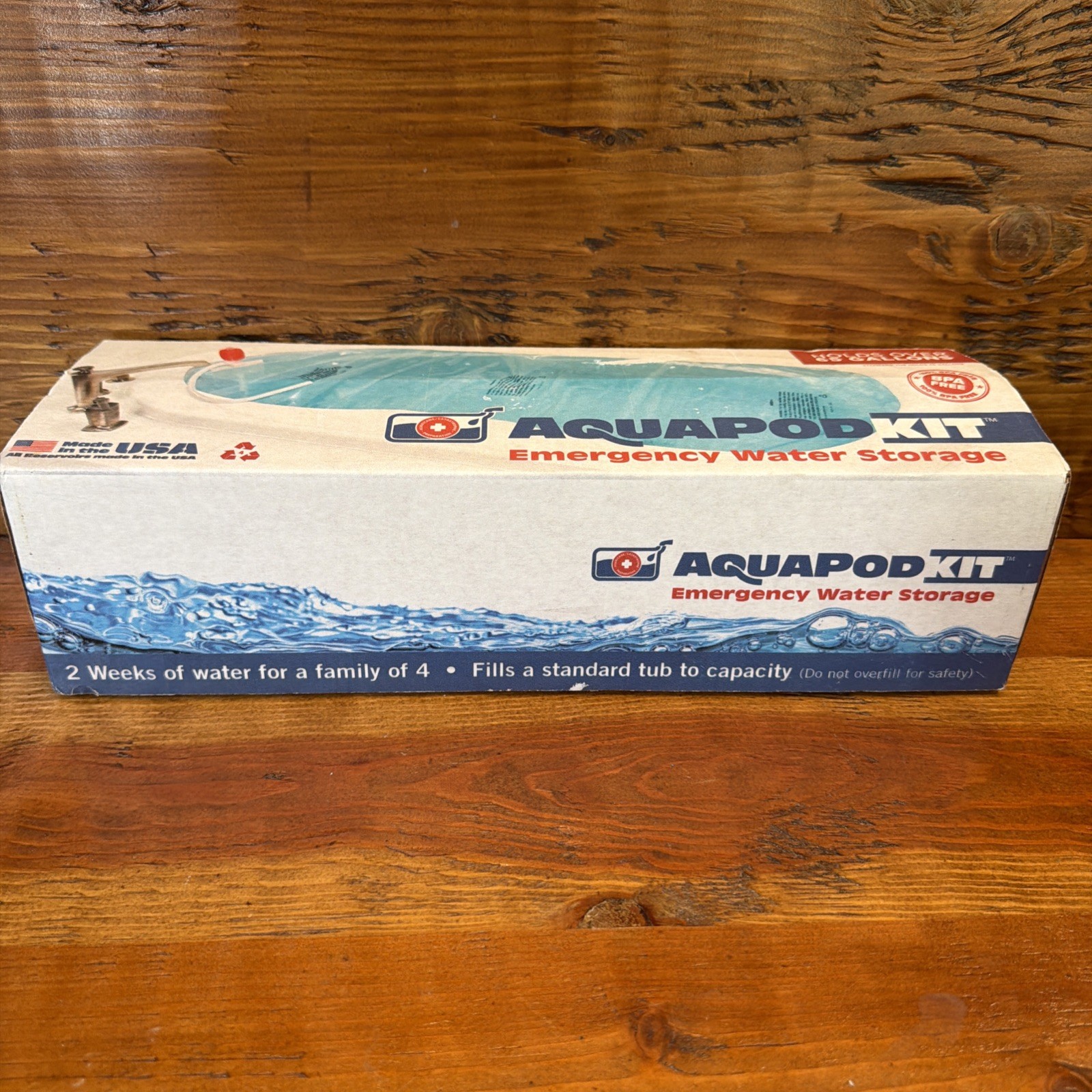 AquaPodKit Made in USA – Emergency Bathtub Water Storage Bladder 65 Gallons