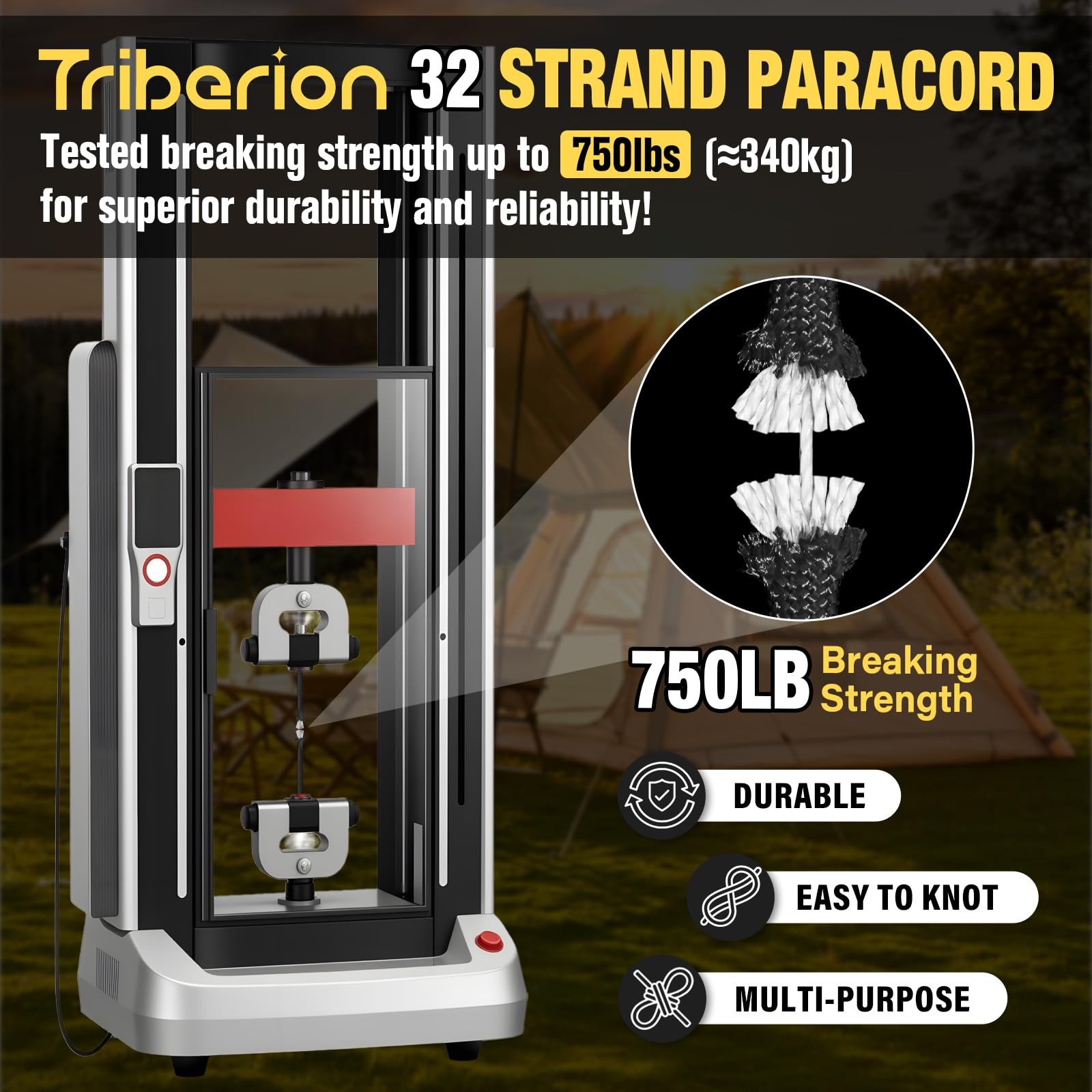 TRIBERION Paracord Rope 750 lb – 500ft 5/32″ Parachute Cord 4MM 500ft, Black