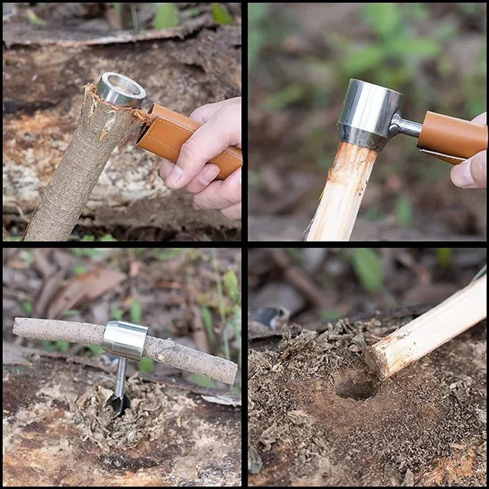 Hand Drill Auger Wrench Survival Gear Tool Jungle Outdoor Camping Bushcraft Kits