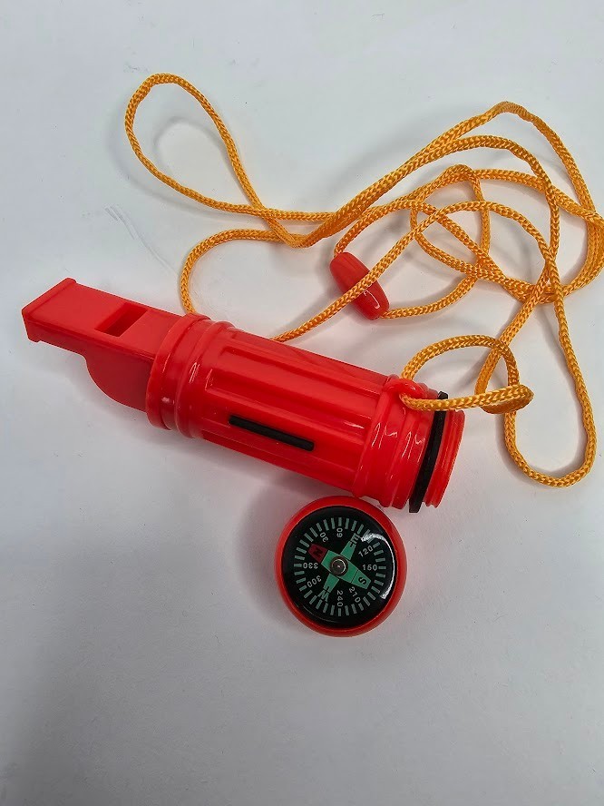 Survival Tool 5-In-1 Whistle Compass Flint Bar Signal Mirror Waterproof Case
