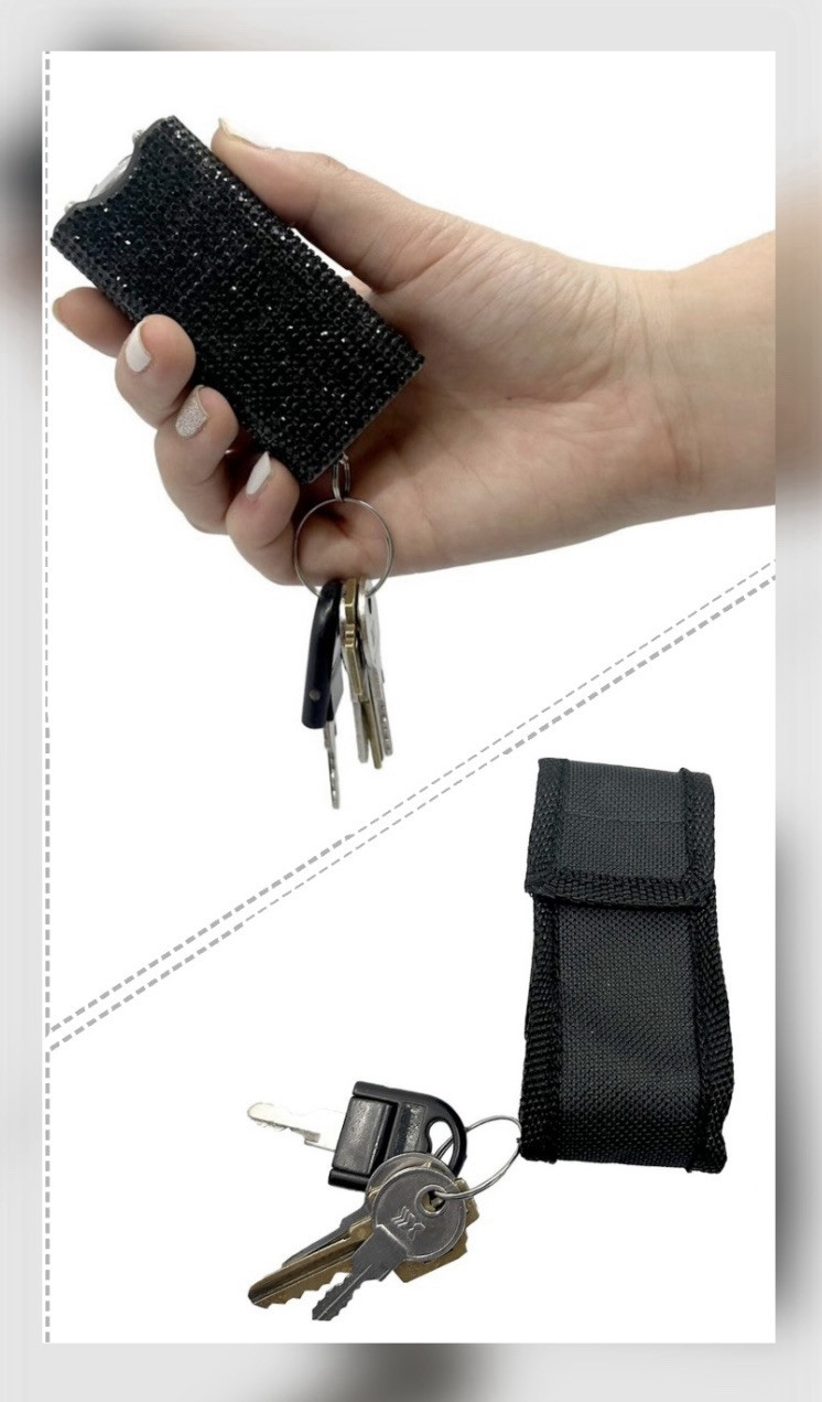 RHINESTONE MINI 3″ RECHARGE Stun Gun WOMEN Self Defense SAFETY LED Flashlight