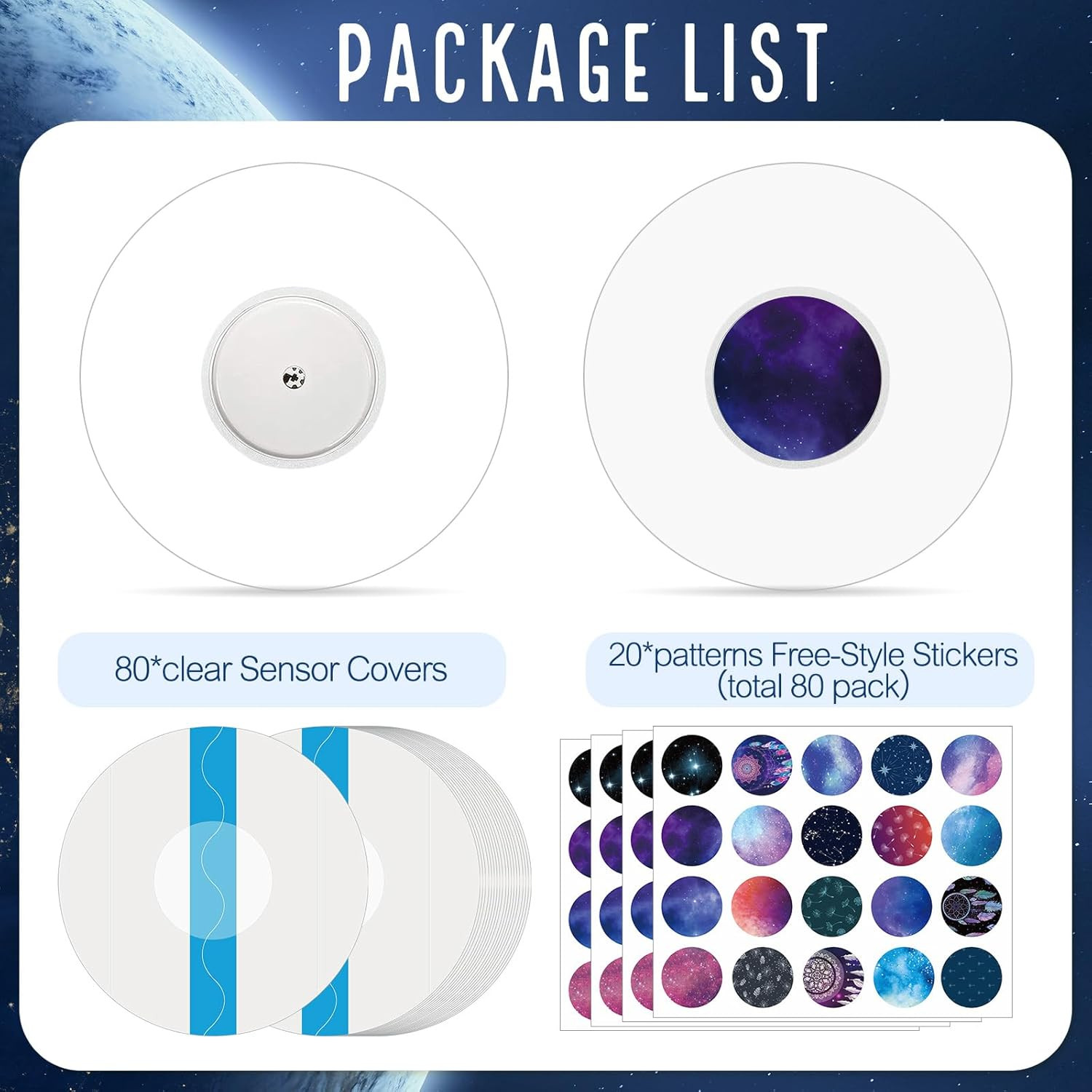 Colarr 80 Pcs Sensor Covers Compatible with Libre 2 Stickers Waterproof Adhesive