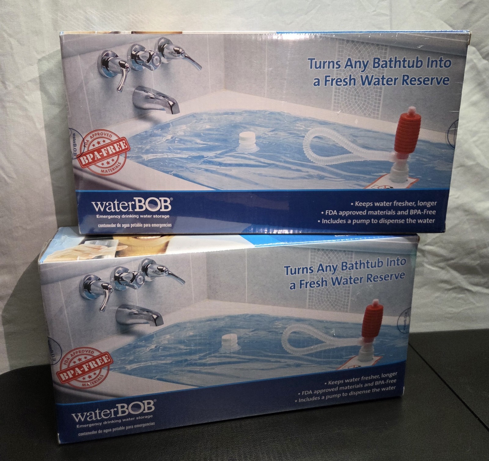 Lot of 2 WaterBOB Bathtub Emergency Water Storage Container Drinking 100gal