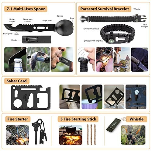 250Pcs Survival Gear Kit with Molle Bag, First Aid & Emergency Tent for Hiking,