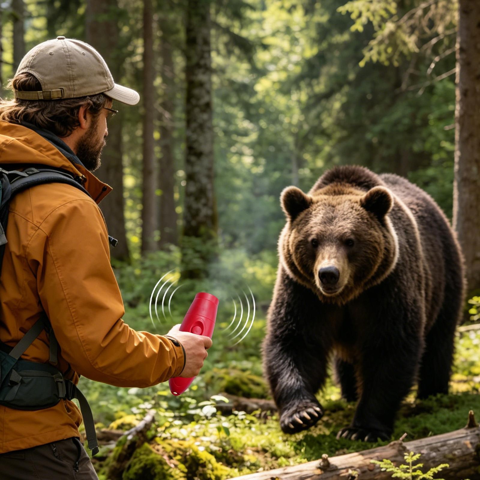 Electronic Air Bear Horn, 130dB Loud Air Horn for Safety Hiking Camping