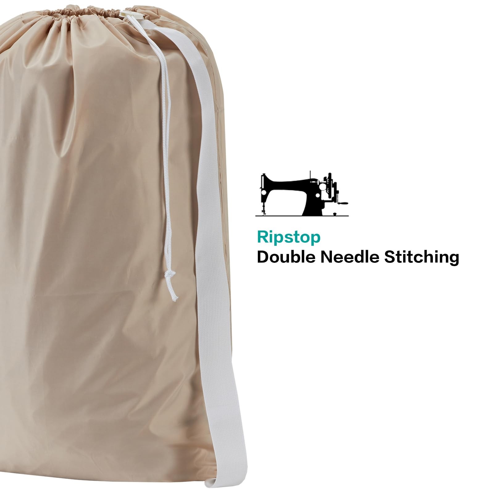 HOMEST 2 Pack XL Nylon Laundry Bag with Strap, Large 2pack, (2 pack) Beige