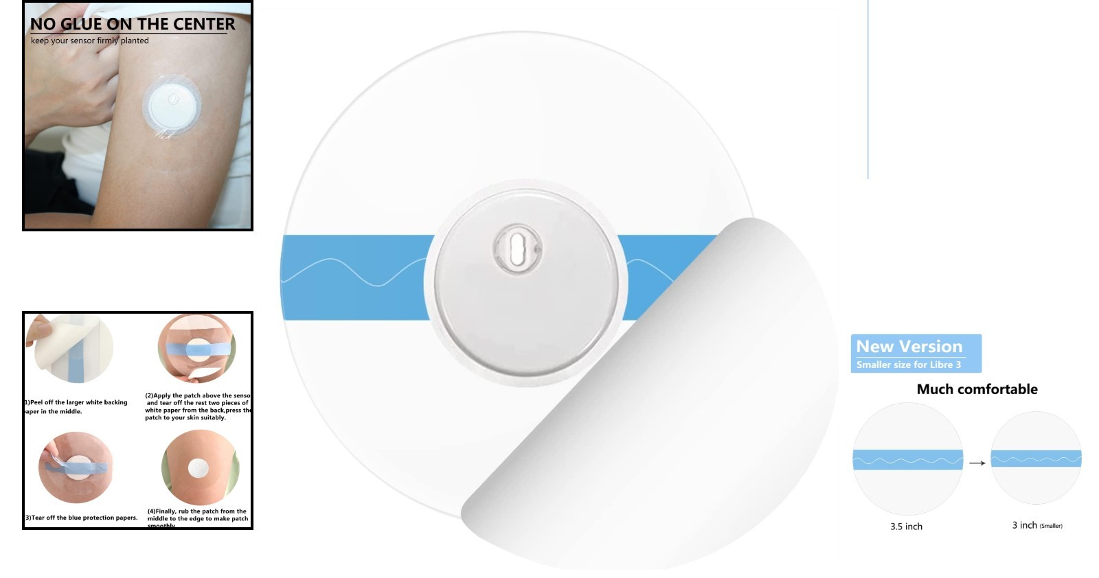 Waterproof Sensor Covers for Libre 3 – 50 Pack, Lasting 14 Days, No Glue
