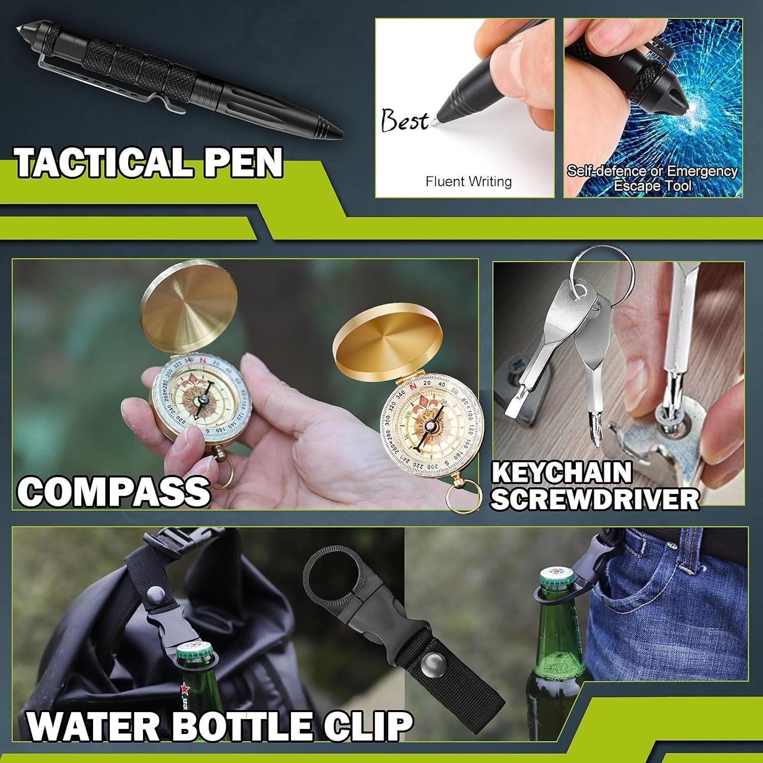 Survival Kit 17 in 1, Survival Gear and Supplies with Case for Outdoor Adventure