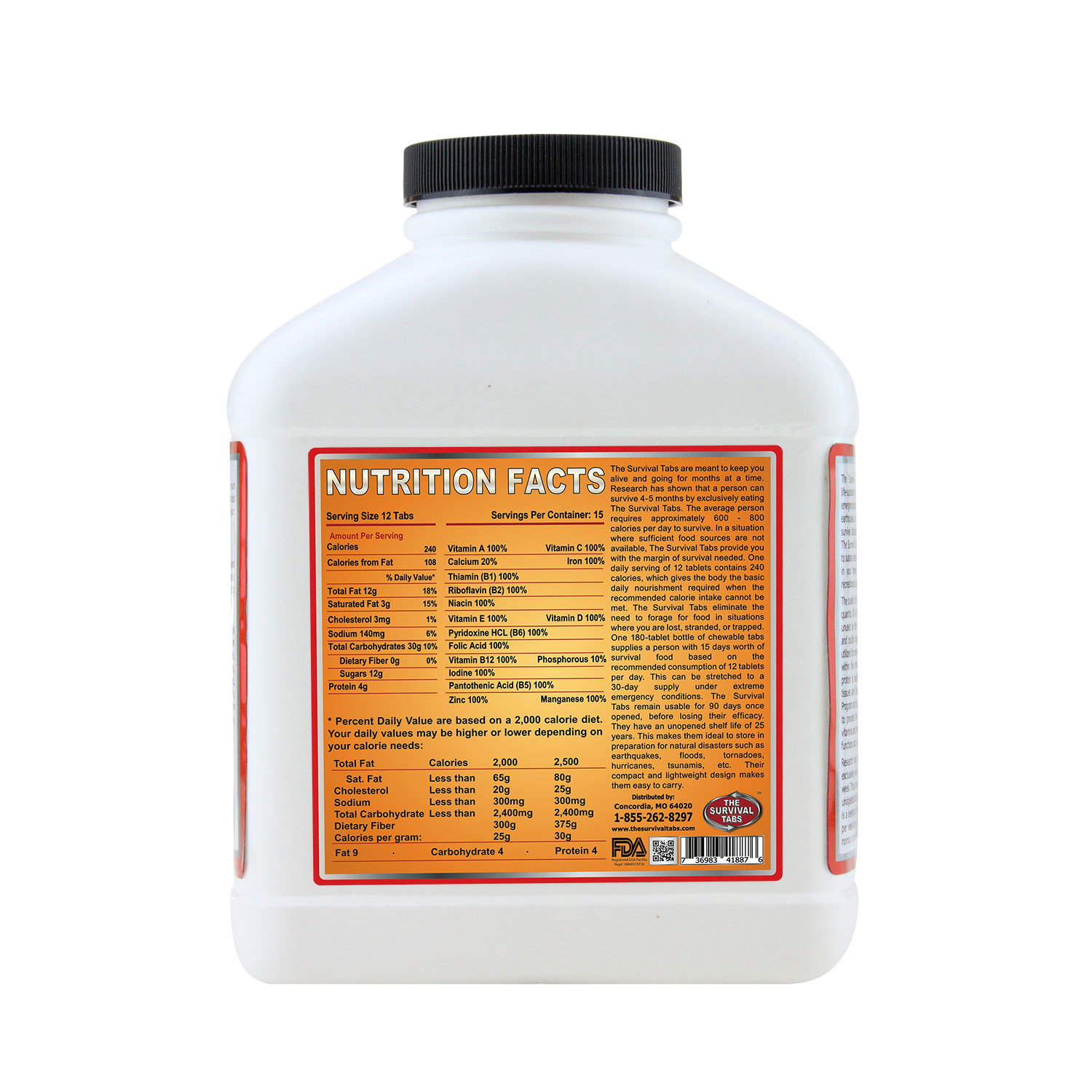 School office emergency preparedness food supplement 60 days exp 25 years