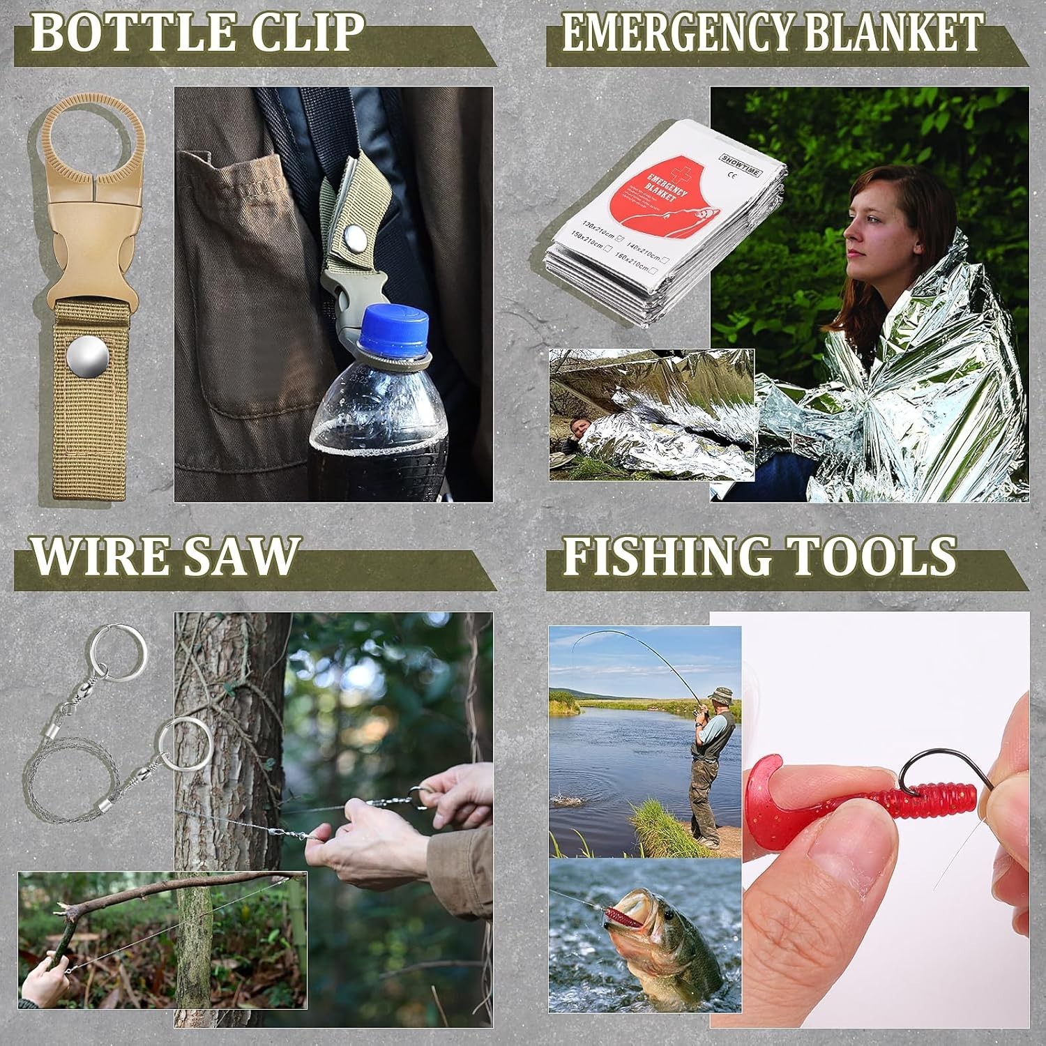 Gifts for Men Dad Husband Boyfriend Him, Survival Kits, 14 in 1 Survival Gear Ca