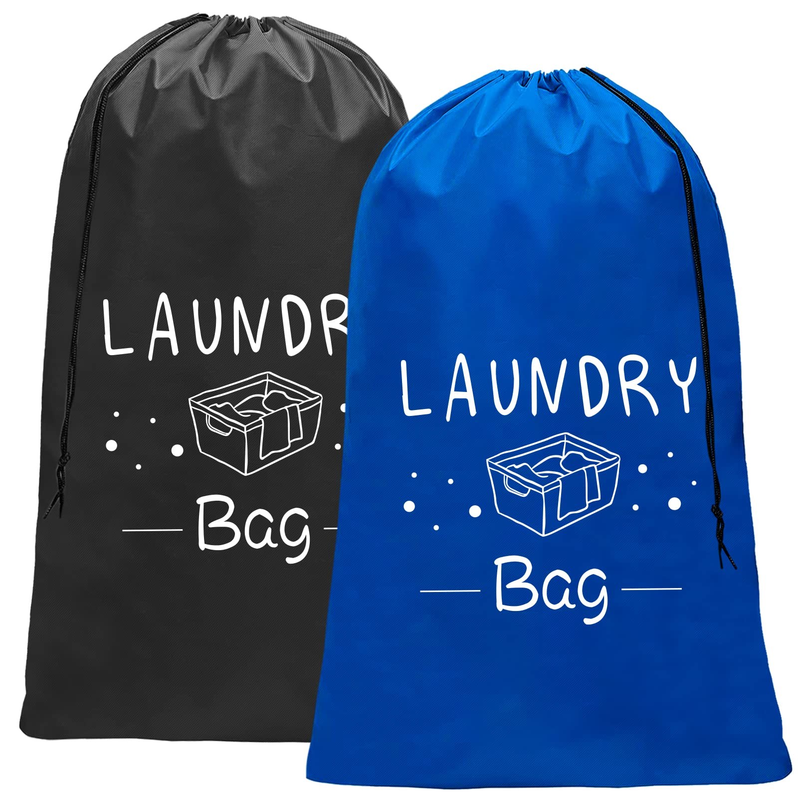Sylfairy 2 Pack Extra Large Travel Laundry Bag, 24″ x x 36″, Navy+Black