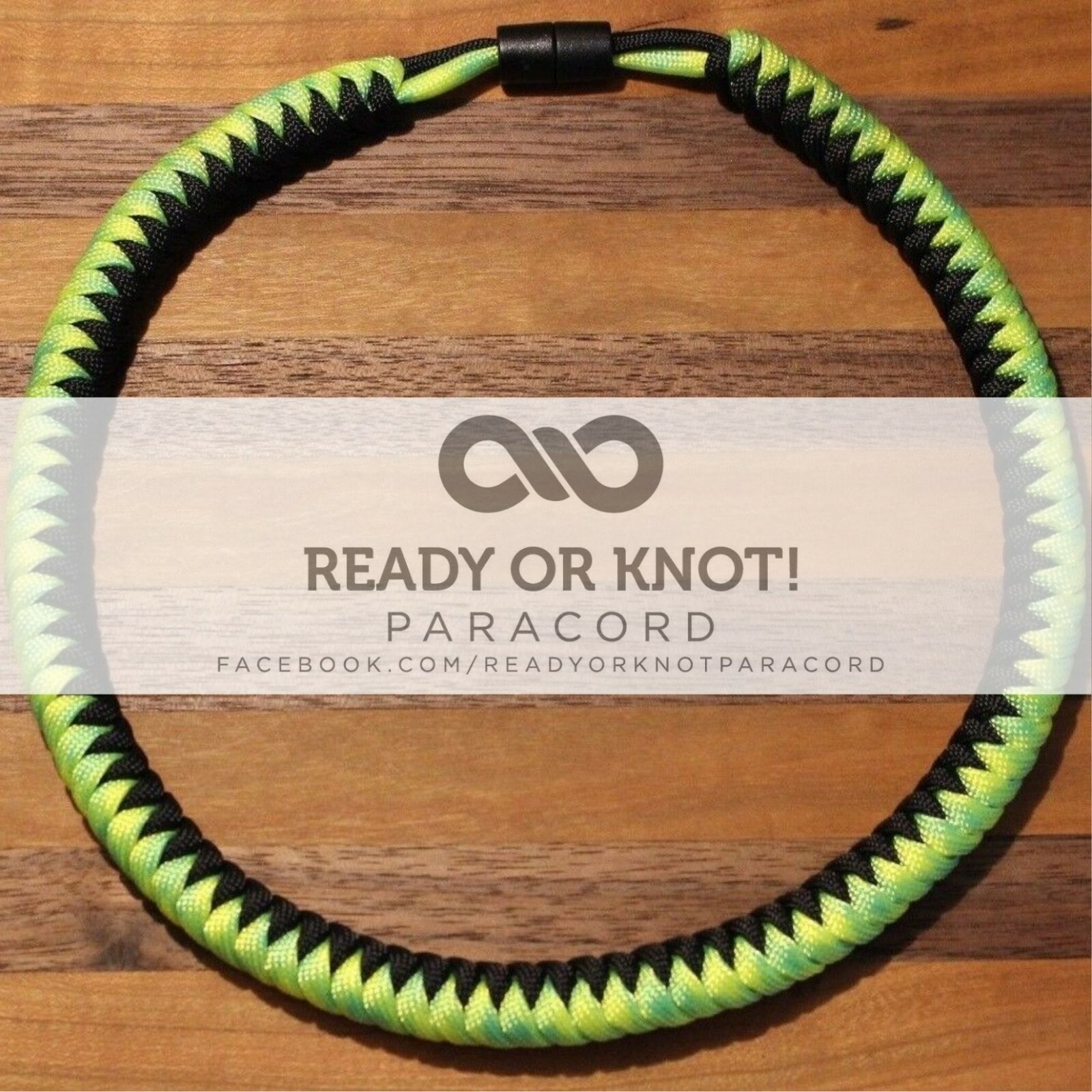 550 Paracord Snake Weave Survival Necklace Green & Yellow / Black (21 inches)