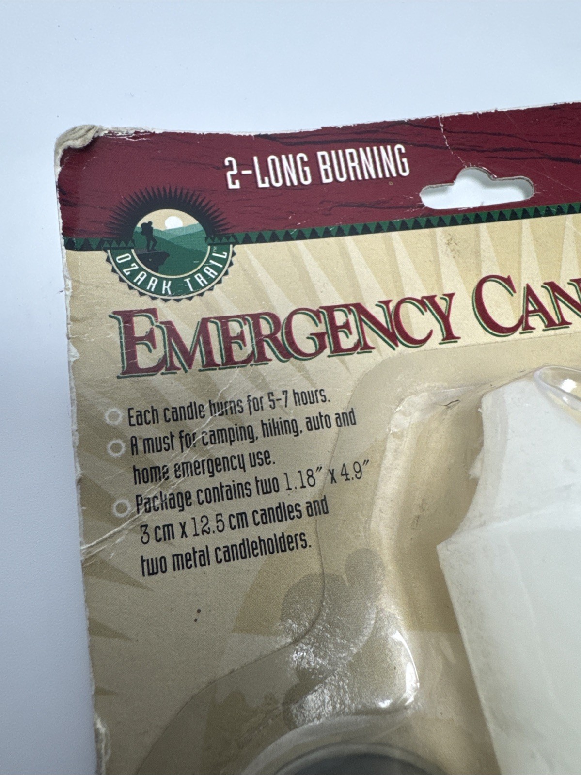 Vintage Ozark Trail A695 2 Long Burning Emergency Candles 5-7 Hours Each