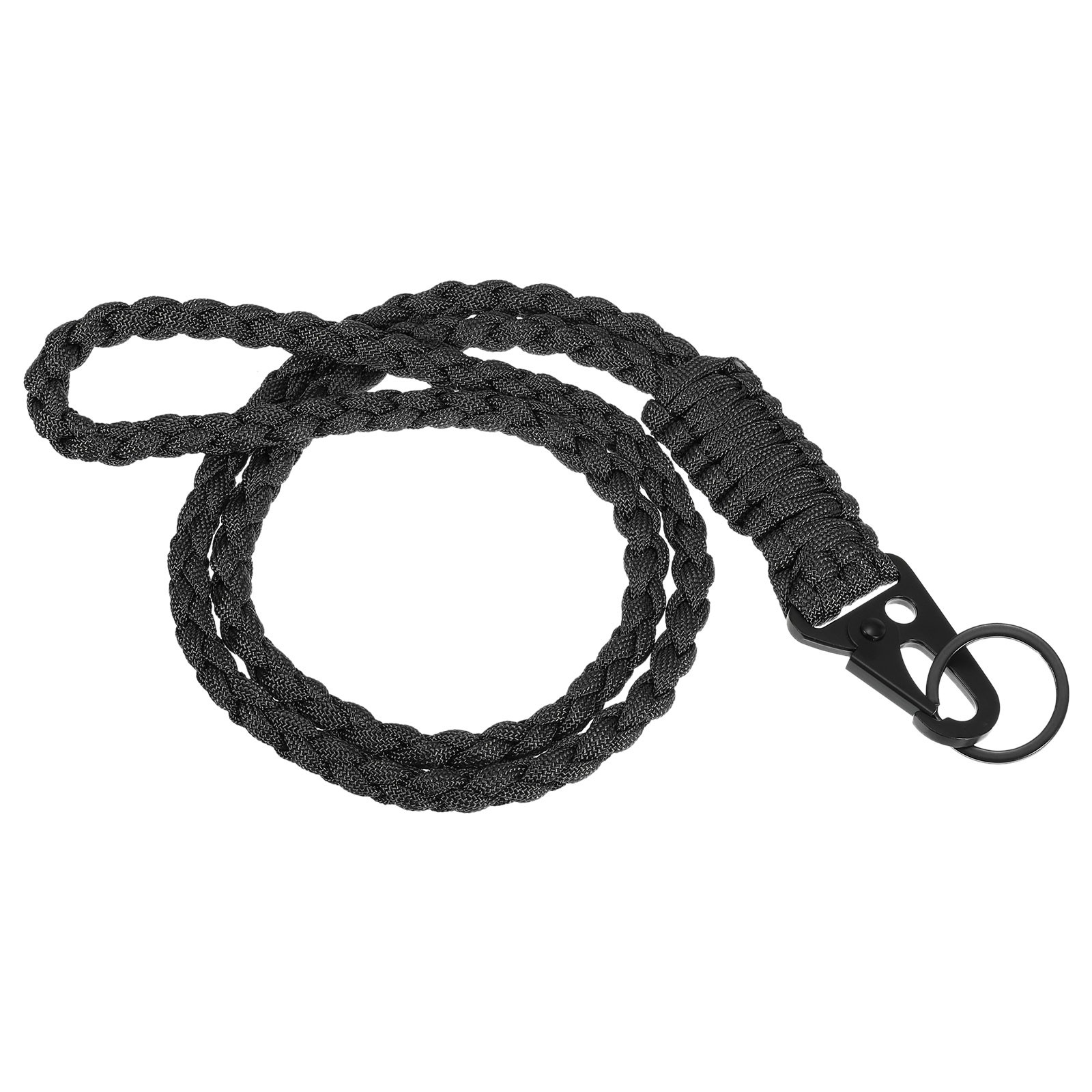 21.7 Inch Paracord Neck Lanyard Keychain Braided Strong Lanyard Black